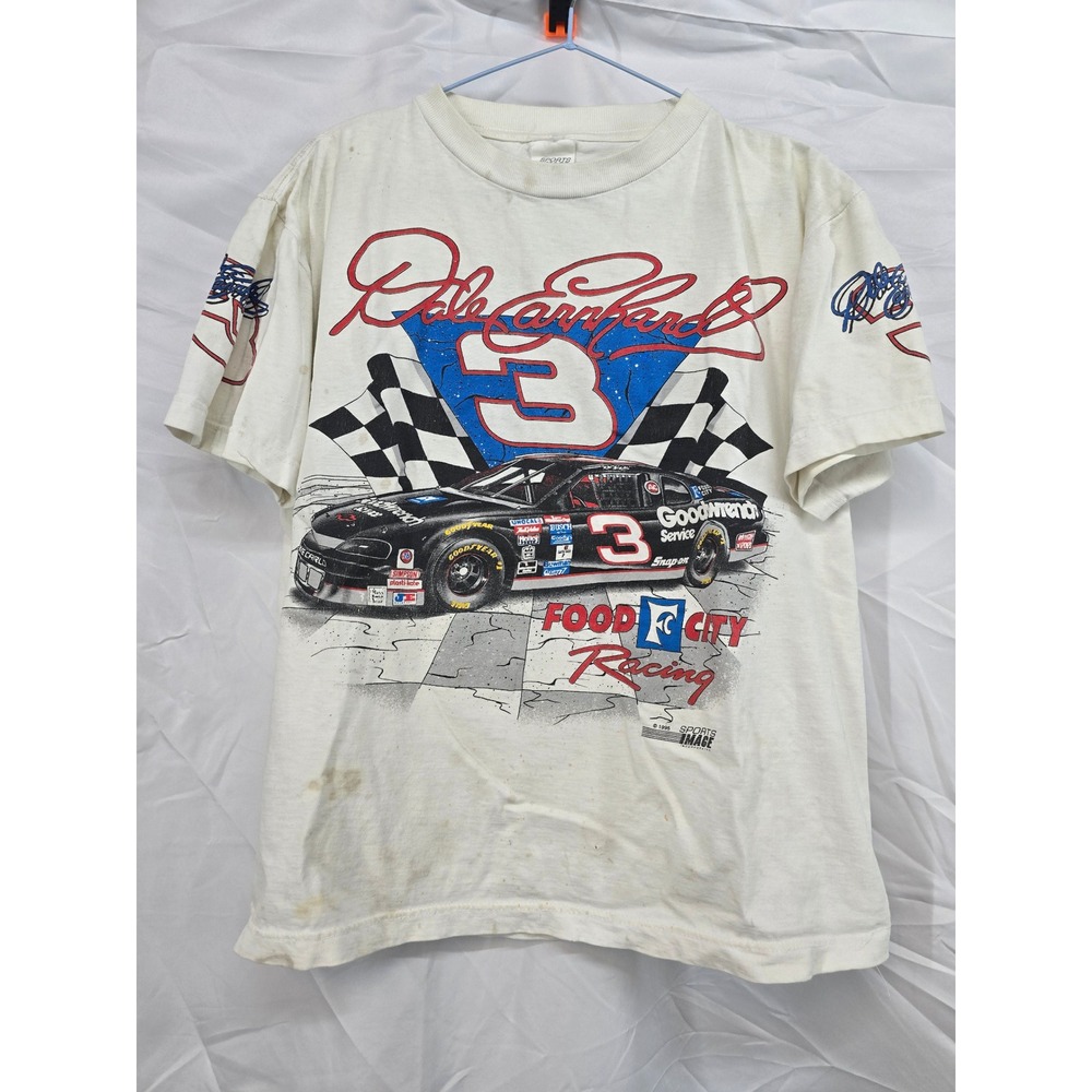 Vintage 1995 Dale Earnhardt 3 Food City Racing T-Shirt Sports Image White NASCAR